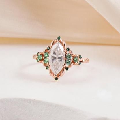 Delzzad 2.2ct Royal Marquise Promise Ring Synthetic Moissanite Ring Jewelry S925 Dainty Floral Ring for Mom Lady Engagement Ring for Women Perfect Birthday Engagement Wedding Anniversary Christmas Gift