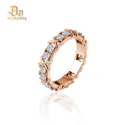 Delzzad S925 VVS Synthetic Moissanite Hip Hop Cross Eternity Ring Wedding Anniversary Gift for Men Women
