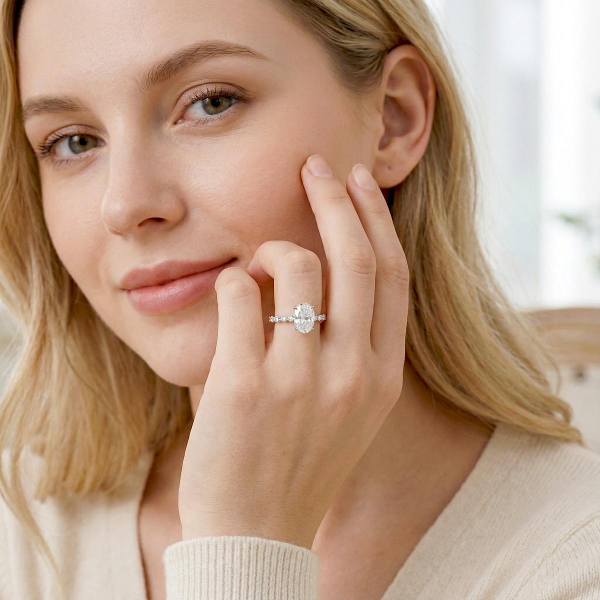 2.7ct Elegant Written in the Stars Engagement Wedding Ring Oval Cut Synthetic Moissanite Ring S925 Sterling Silver Band Ring