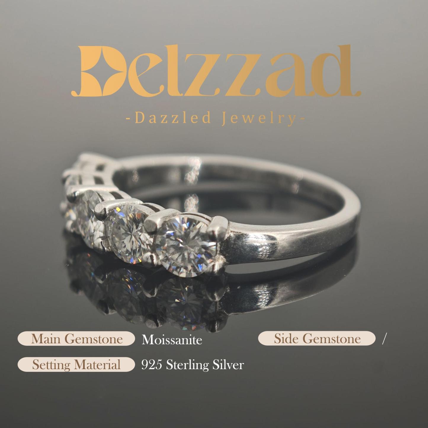 1.5ct D Color S925 VVS Clarity Round Synthetic Moissanite Half Eternity Stacking Band