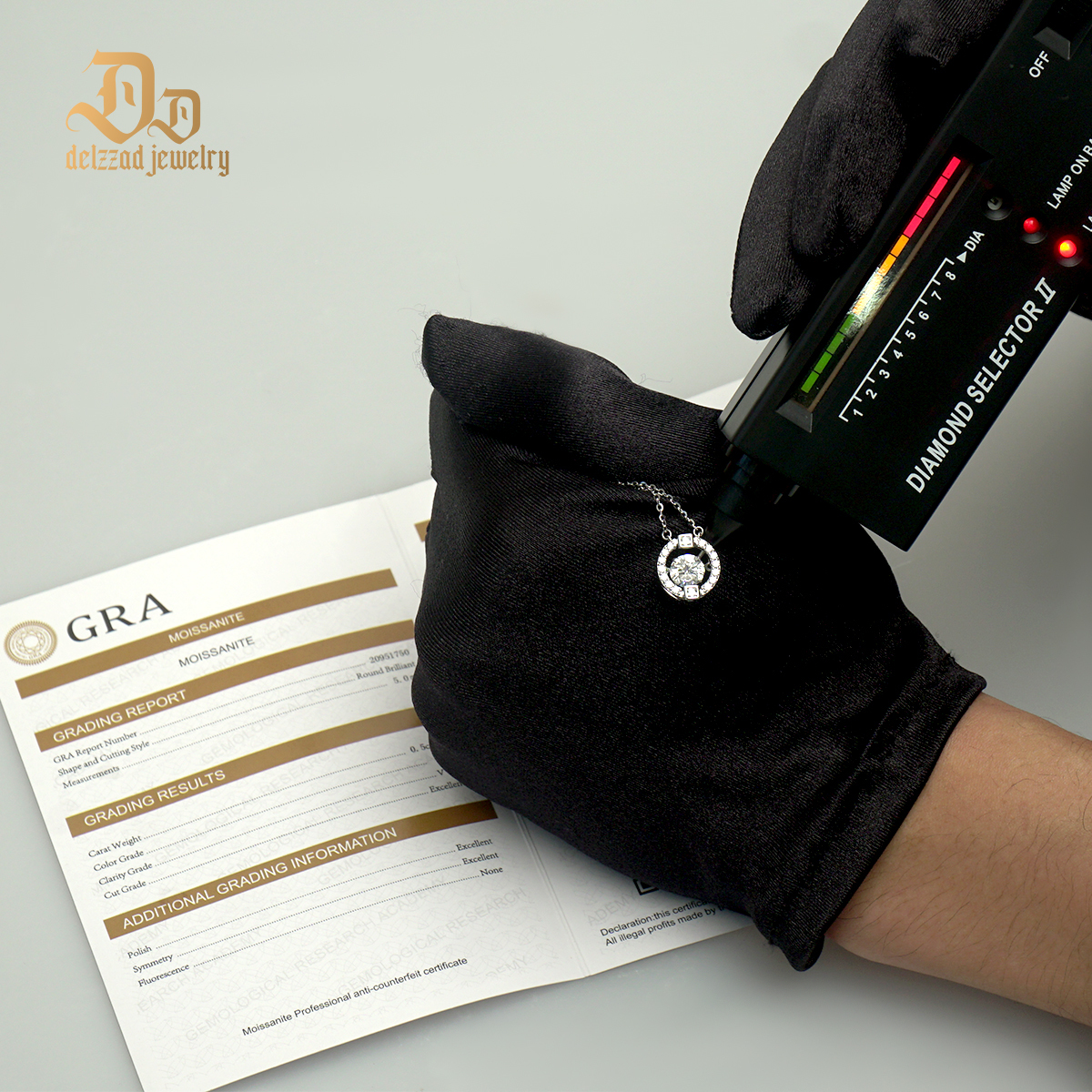 Delzzad S925 1ct Round Synthetic Moissanite Flickering Halo Pendant Necklace Birthday Valentine's Day Gifts