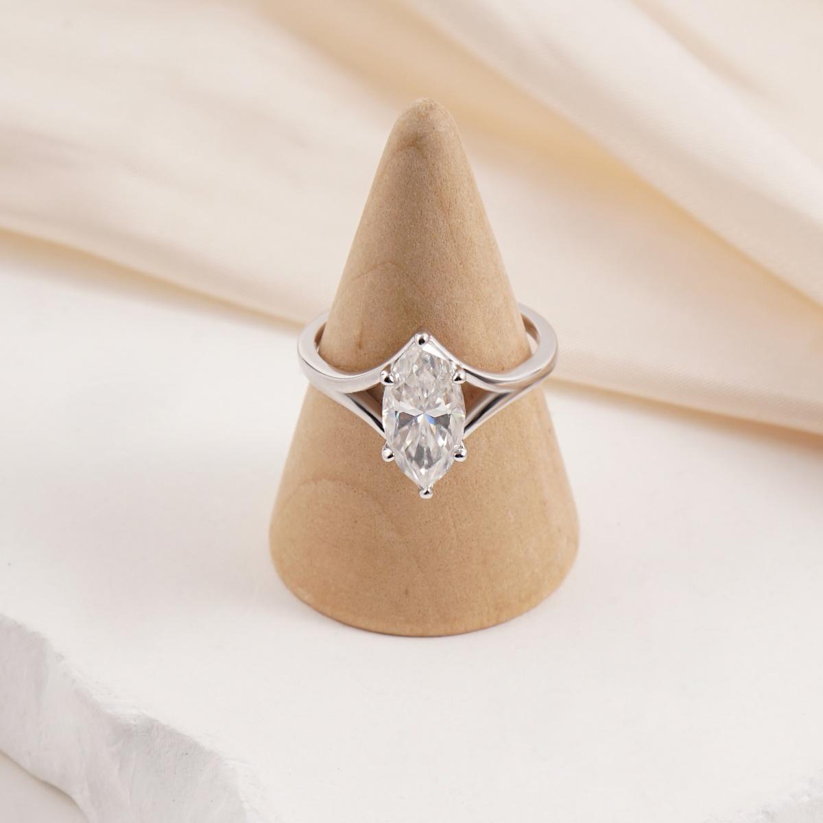 2ct Cathedral Split Shank Solitaire Marquise Engagement Ring Band Synthetic Moissanite Ring S925 Band