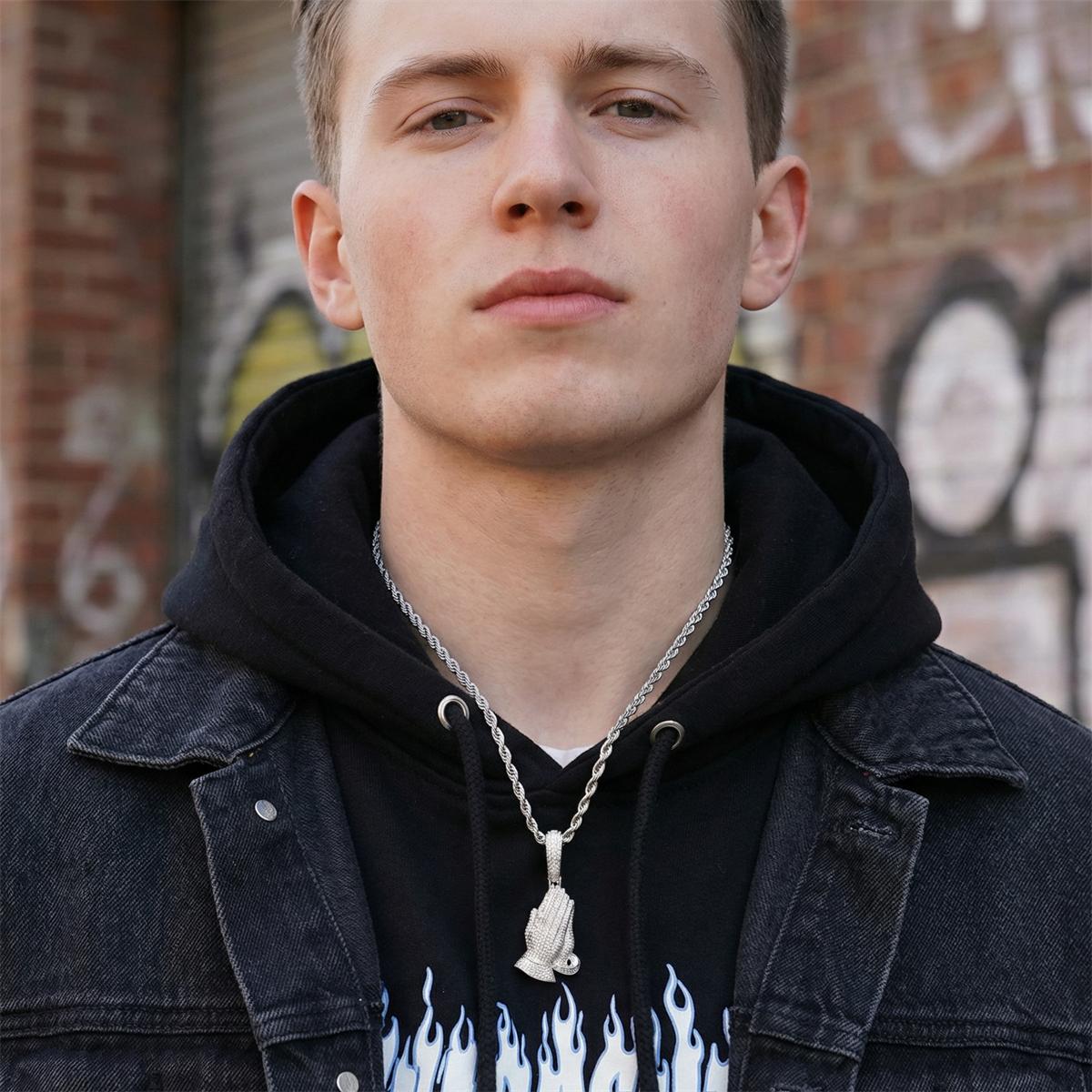 2.5ct Echo of Heaven Starlit Prayer Pendant Praying Hands Pendant Necklace Jewelry Copper