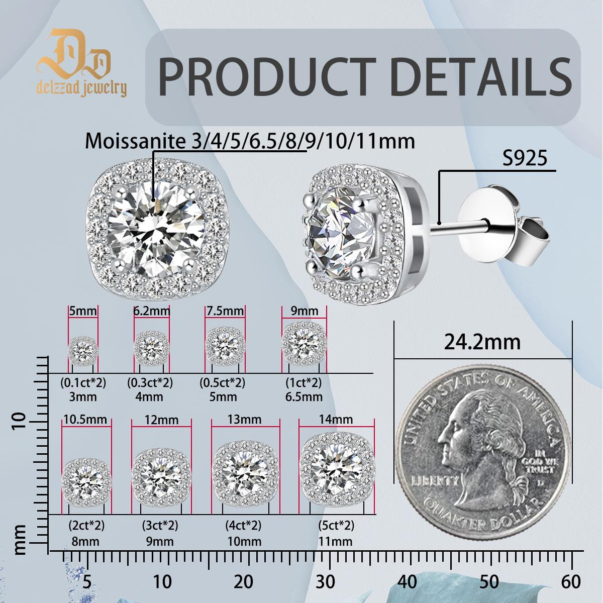 HALO SQUARE Luxury Stud Earrings S925S & VVS Moissanite