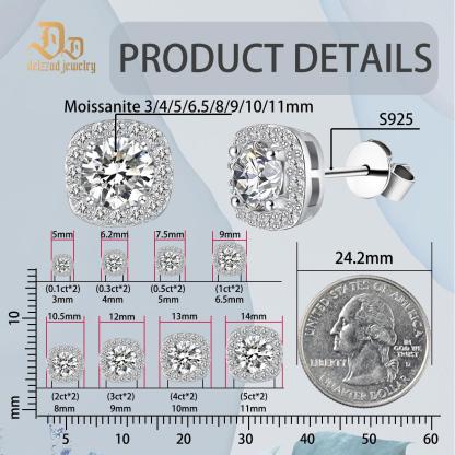 HALO SQUARE Luxury Stud Earrings S925S & VVS Moissanite