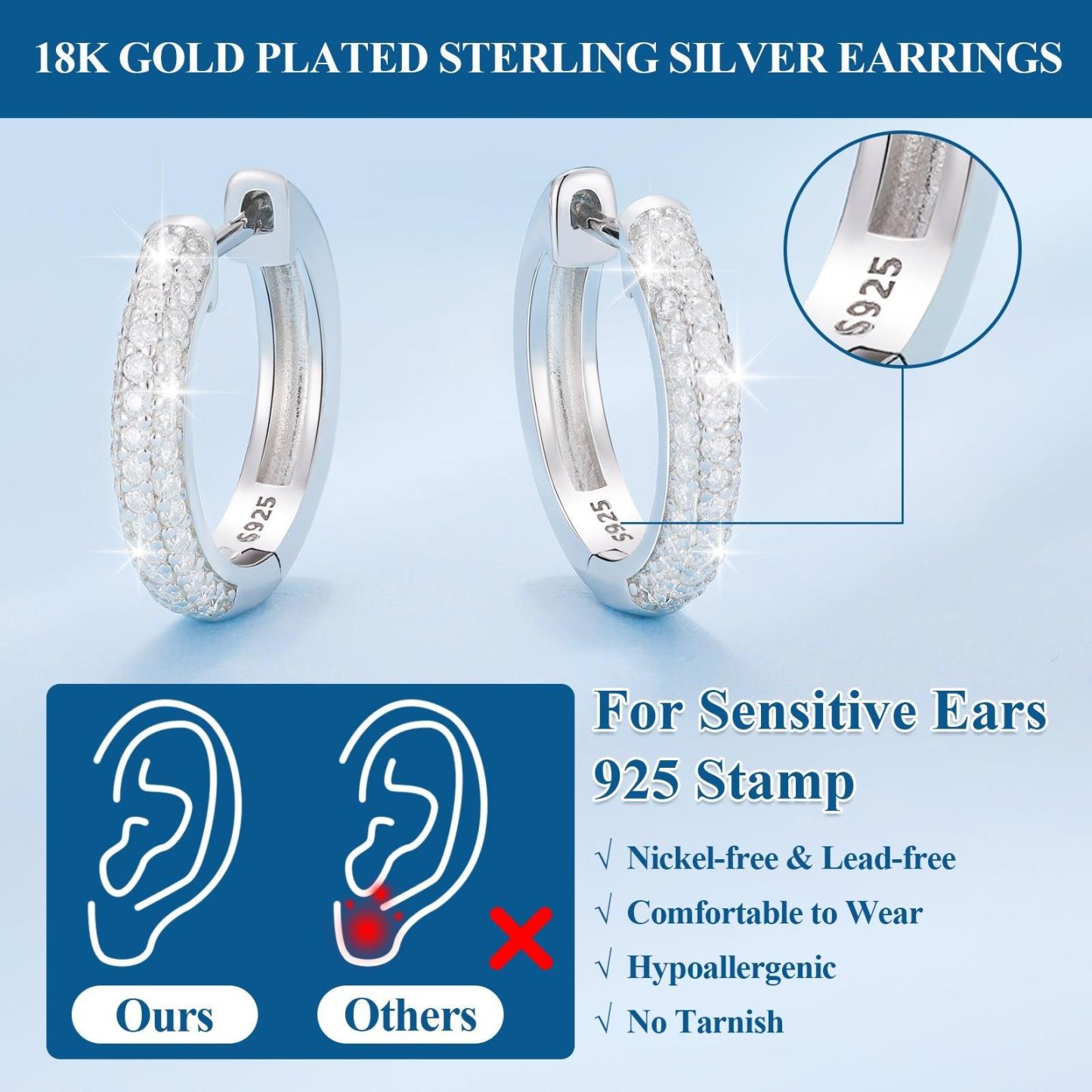 S925 D Color VVS Synthetic Moissanite Huggie Earrings Mother's Day Gifts for Women Men