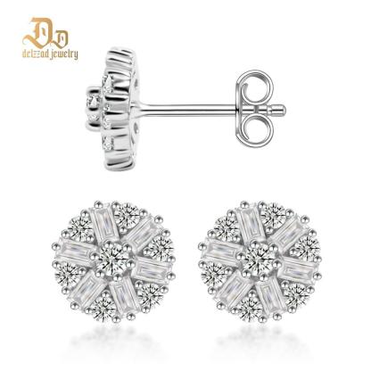 Glittering Ice Bloom Studs Daisy Stud Earrings VVS Synthetic Moissanite Earrings S925 Studs