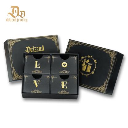 [Surprise Luxury Set] Delzzad Jewelry Gift Box Set 4pcs Gift Boxes Birthday Wedding Engagement Anniversary Christmas Gift for Men Women