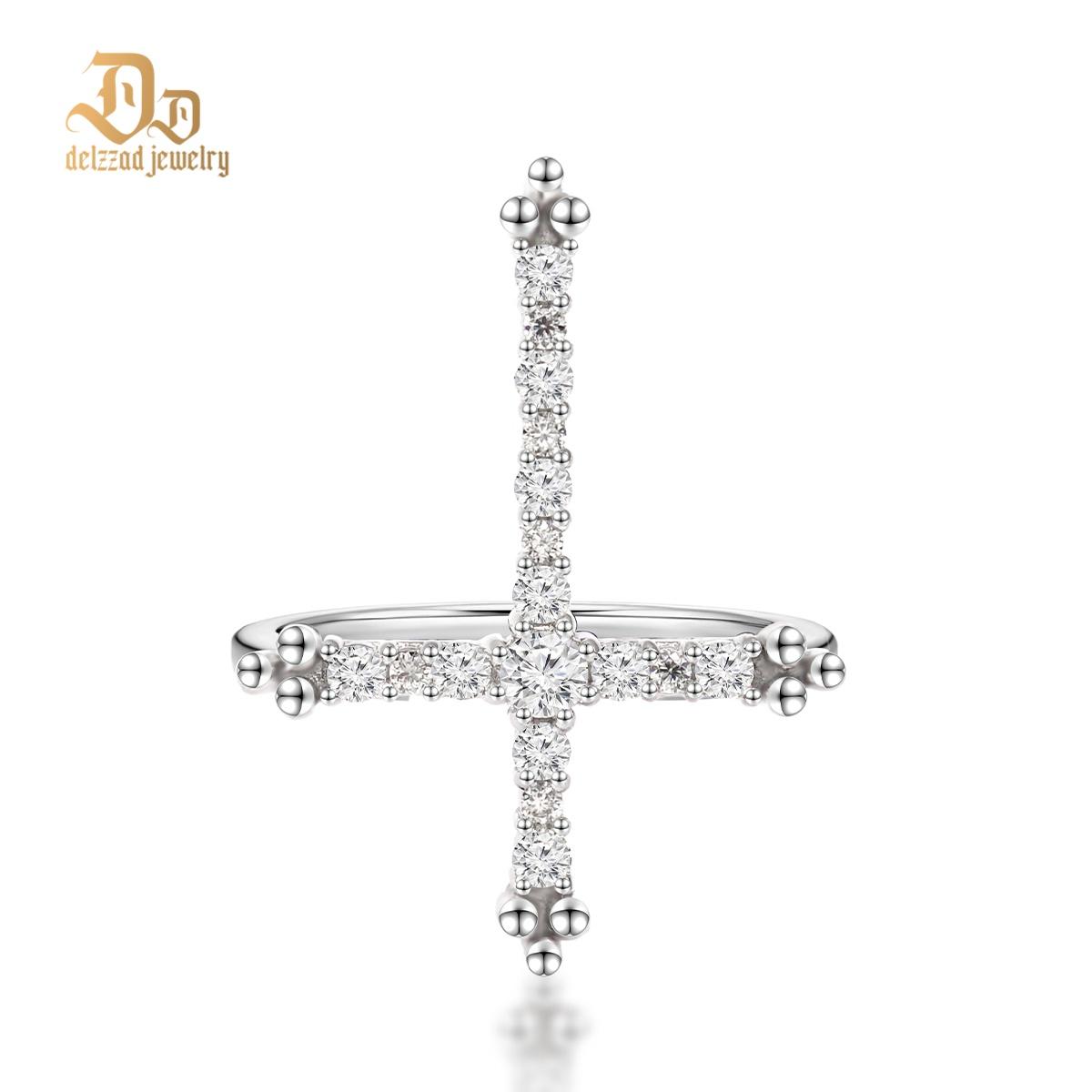 Hip Hop Cross Ring D Color VVS Synthetic Moissanite S925 Unisex Ring