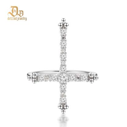 Hip Hop Cross Ring D Color VVS Synthetic Moissanite S925 Unisex Ring