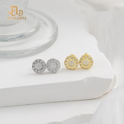 Sunburst Glow Stud Earrings VVS Synthetic Moissanite S925 Studs Unisex Earrings Jewelry Perfect Birthday Mother??s Day Gift for Men Women Silver Earrings Golden Earrings Wedding Set