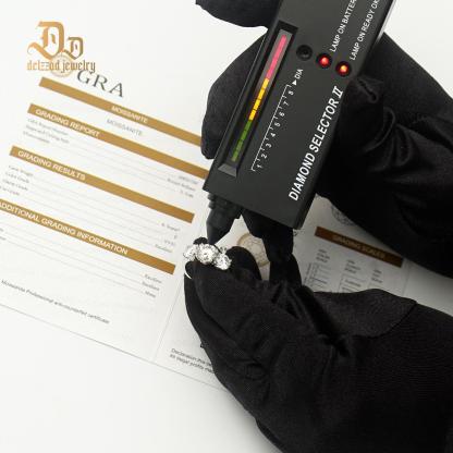 Delzzad S925 Round Cut VVS Synthetic Moissanite Three-Stone Prong Engagement Ring