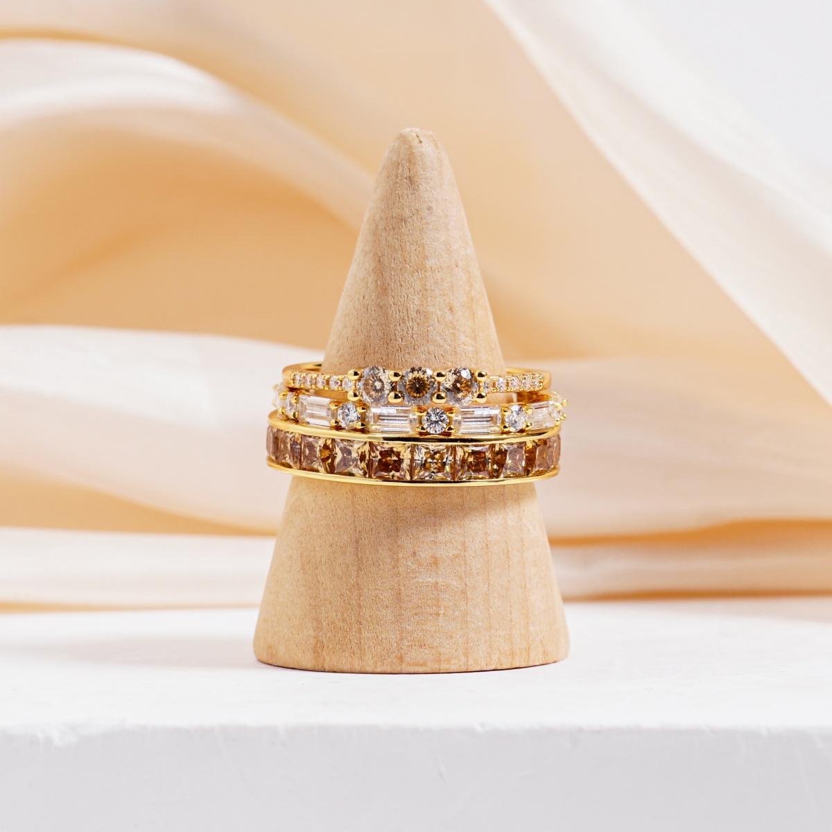 Eternal Trinity Harmony Set Vintage Ring Band Champagne Stacking Ring Synthetic Moissanite Ring Jewelry S925 Band