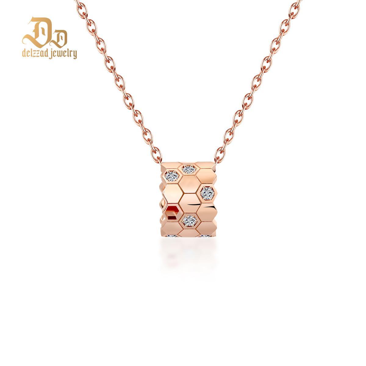 Delzzad S925 Synthetic Moissanite Brillant Honeycombs Hexagon Necklace Birthday Anniversary Gift