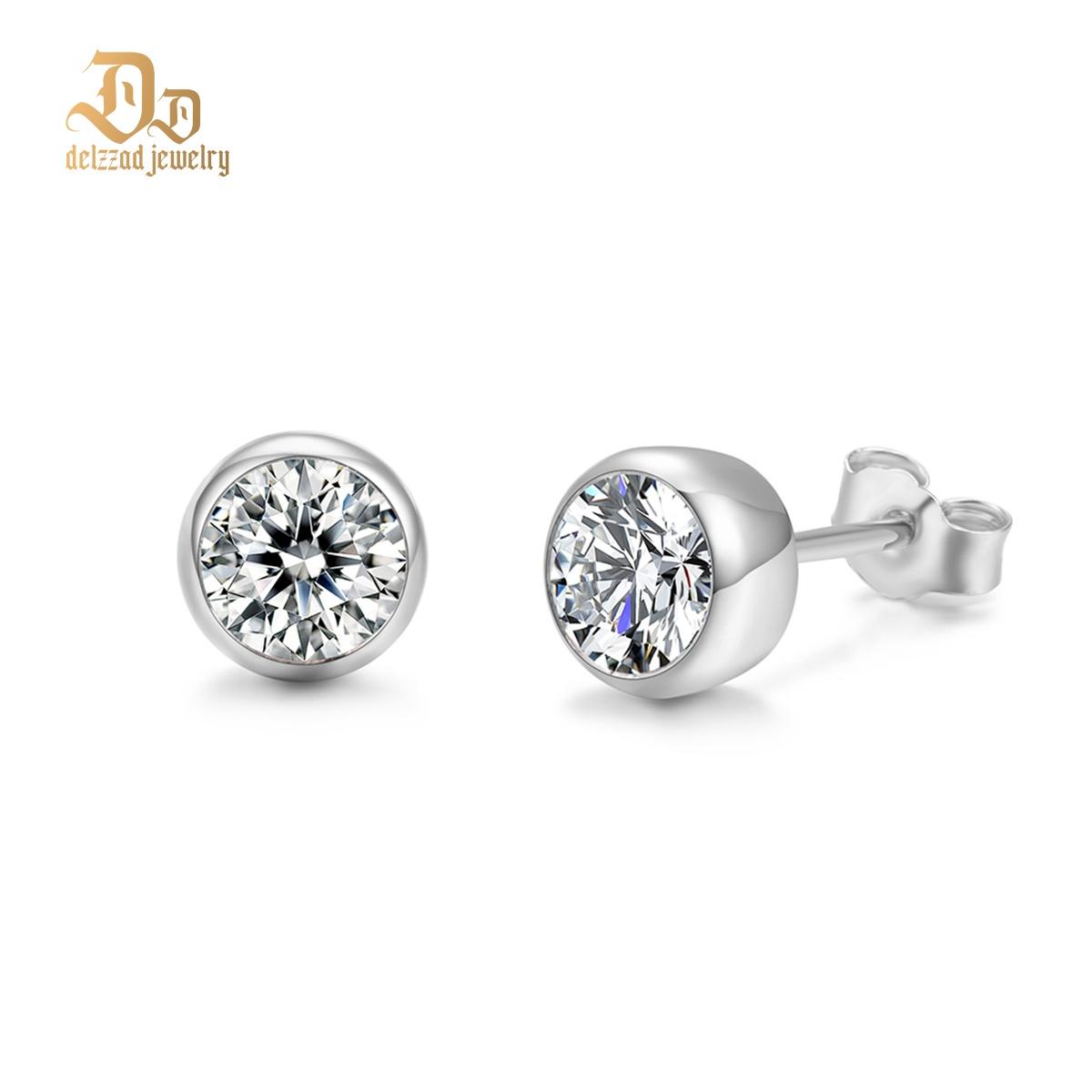 Bling Bezel Bubble Stud Earrings Synthetic Moissanite Earrings S925 Studs
