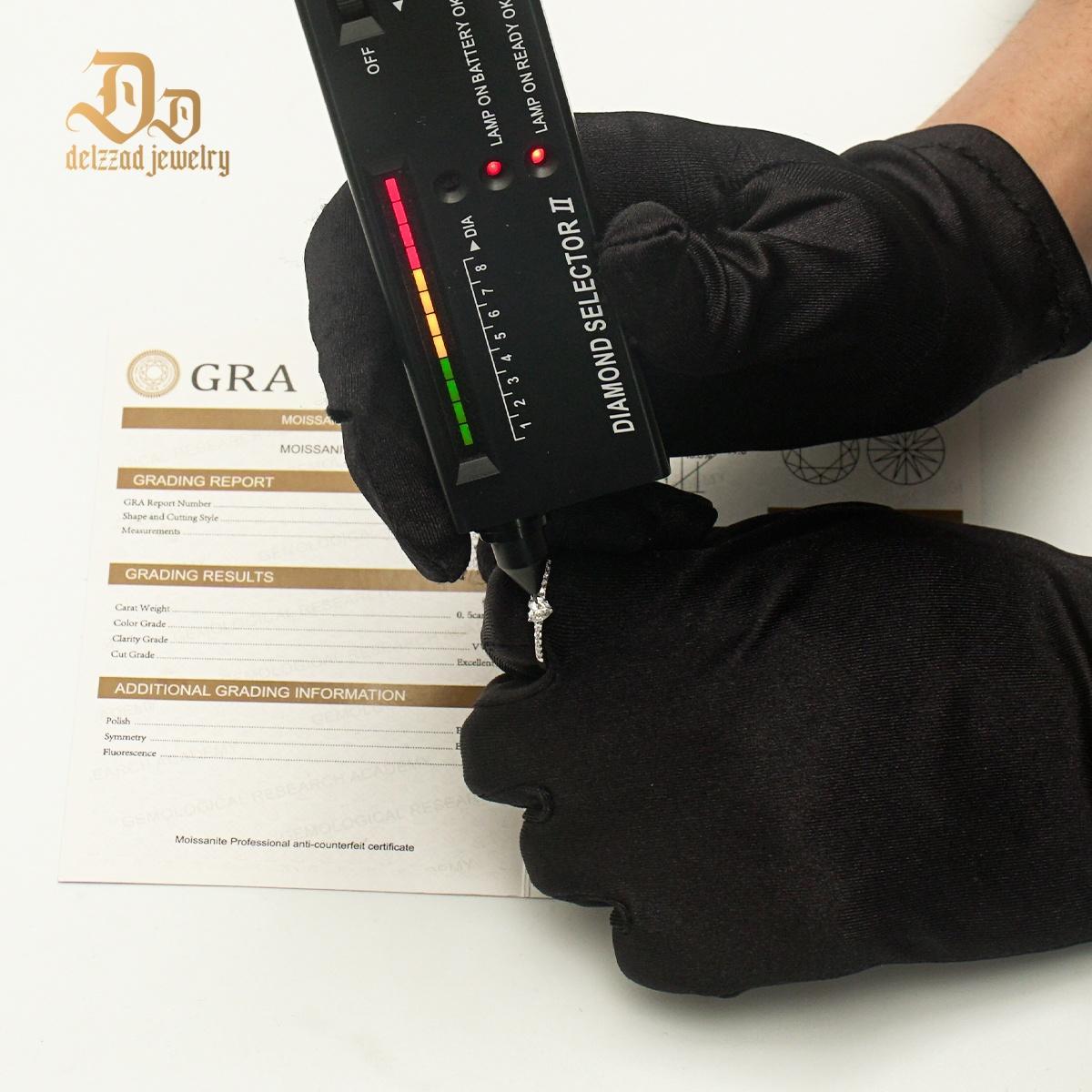 Delzzad Chic Iced Out Heart Ring Band D Color VVS Synthetic Moissanite S925 Women Ring Perfect for Engagement Wedding Anniversary Valentine's Day Gifts