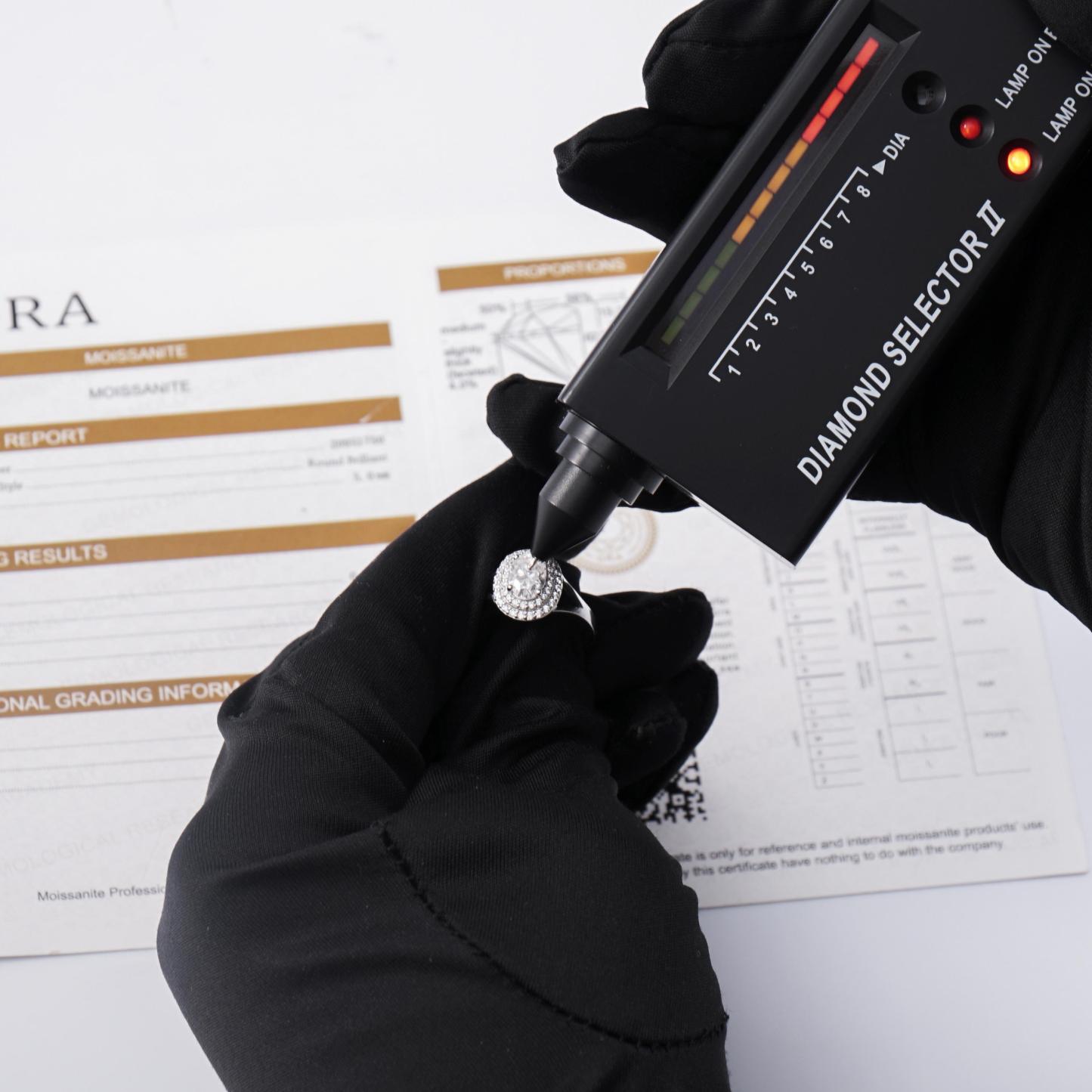 Delzzad 1ct Oval Synthetic Moissanite Double Halo Ring In 925 Sterling Silver Ring Band Jewelry Perfect Birthday Engagement Wedding Anniversary Gift for Women