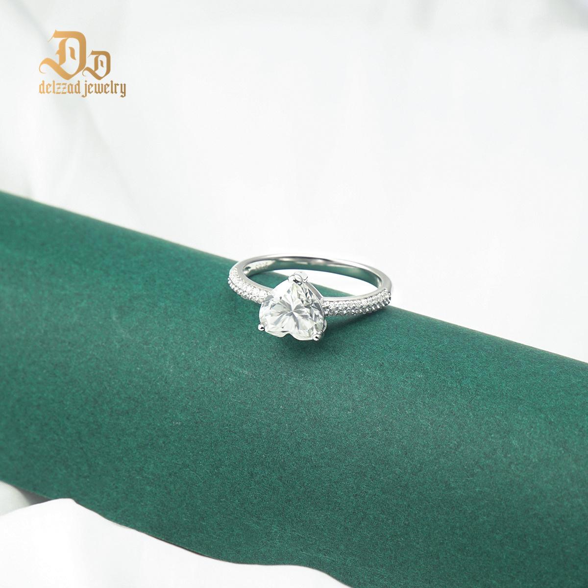 Delzzad Heart Ring D Color VVS Synthetic Moissanite S925 Bling Ring Lady Women Perfect for Any Occasion & Everyday Wear Birthday Anniversary Engagement Wedding Gifts