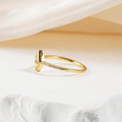 0.1ct Golden Apex of Light Ring Geometric Ring VVS Synthetic Moissanite Ring Jewelry Copper Band