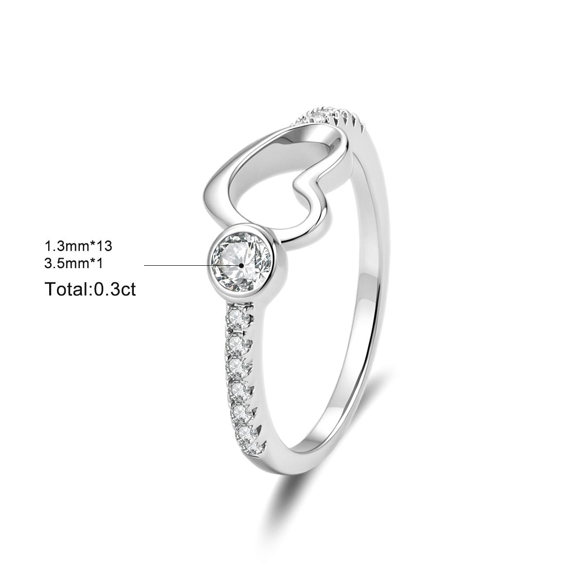 Delzzad 0.3ct Petite Amour Ring EverLove Band Heart Promise Ring VVS Synthetic Moissanite Ring Jewelry Copper Band