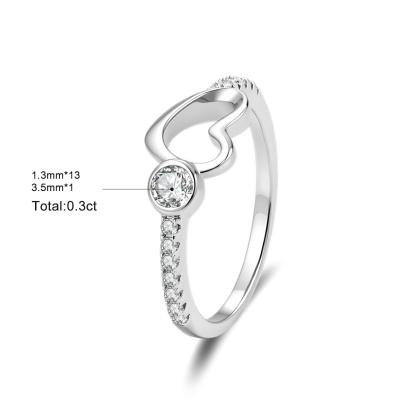 Delzzad 0.3ct Petite Amour Ring EverLove Band Heart Promise Ring VVS Synthetic Moissanite Ring Jewelry Copper Band