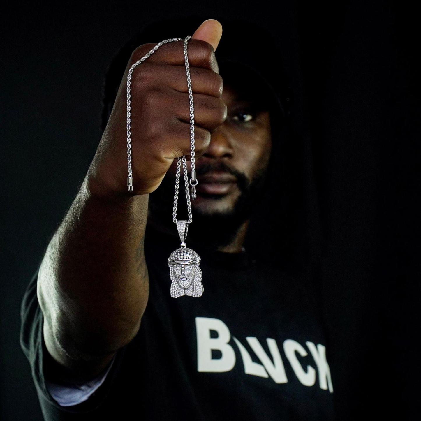 Hip Hop Statue Charm Pendant Necklace Synthetic Moissanite Pendant Necklace S925 Chain