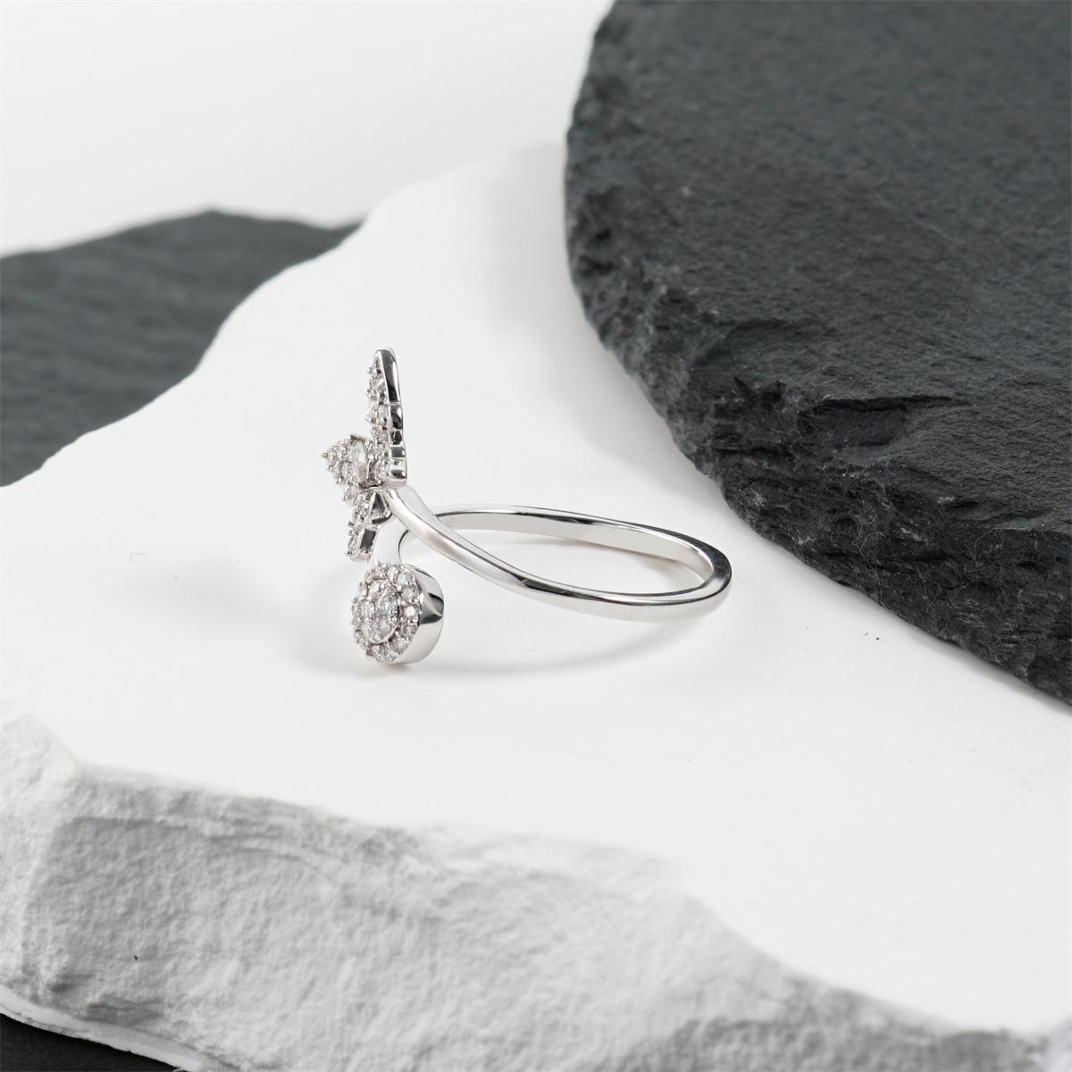 0.3ct Adjustable Papillon Dreams Ring Fluttering Butterfly Ring Open Ring Band VVS Synthetic Moissanite Ring Jewelry Copper Band