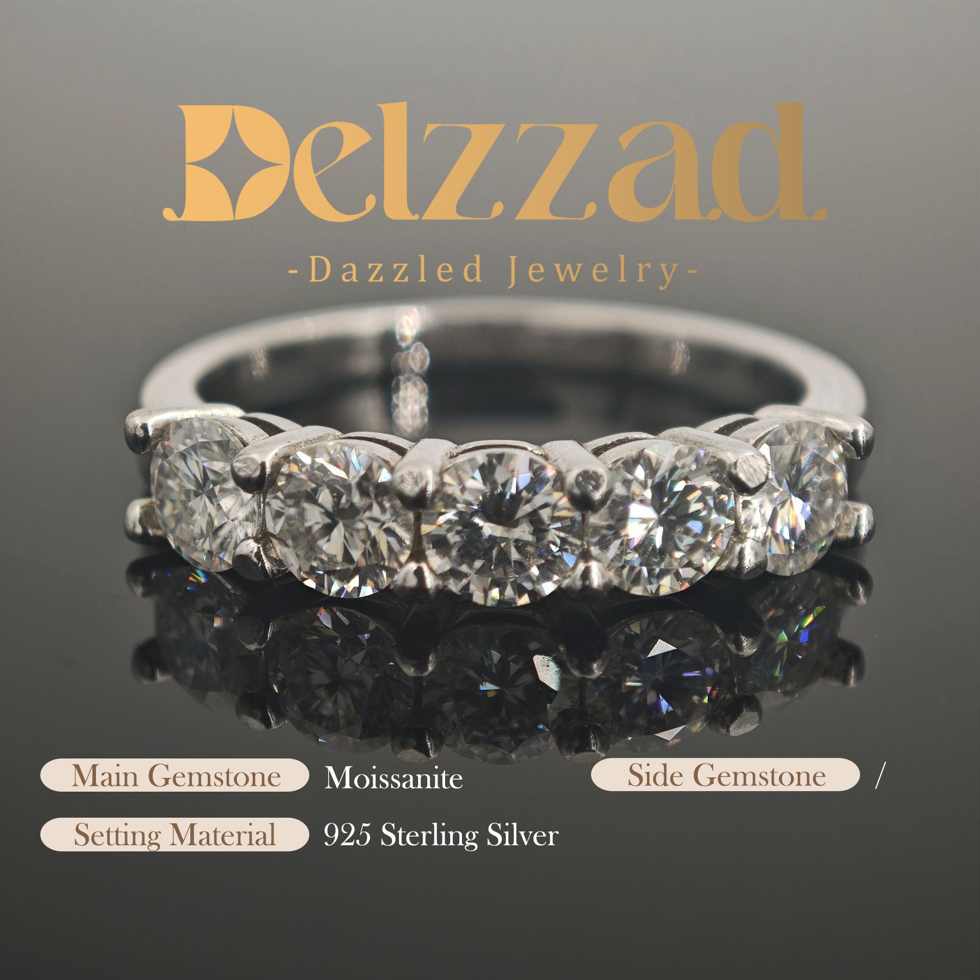 1.5ct D Color S925 VVS Clarity Round Synthetic Moissanite Half Eternity Stacking Band