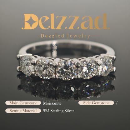 1.5ct D Color S925 VVS Clarity Round Synthetic Moissanite Half Eternity Stacking Band