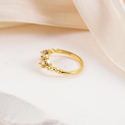 Delzzad 0.7ct Vintage Cluster Marquise Cut Engagement Ring Band VVS Synthetic Moissanite Ring Jewelry S925 Perfect Birthday Engagement Wedding Anniversary Christmas Gift