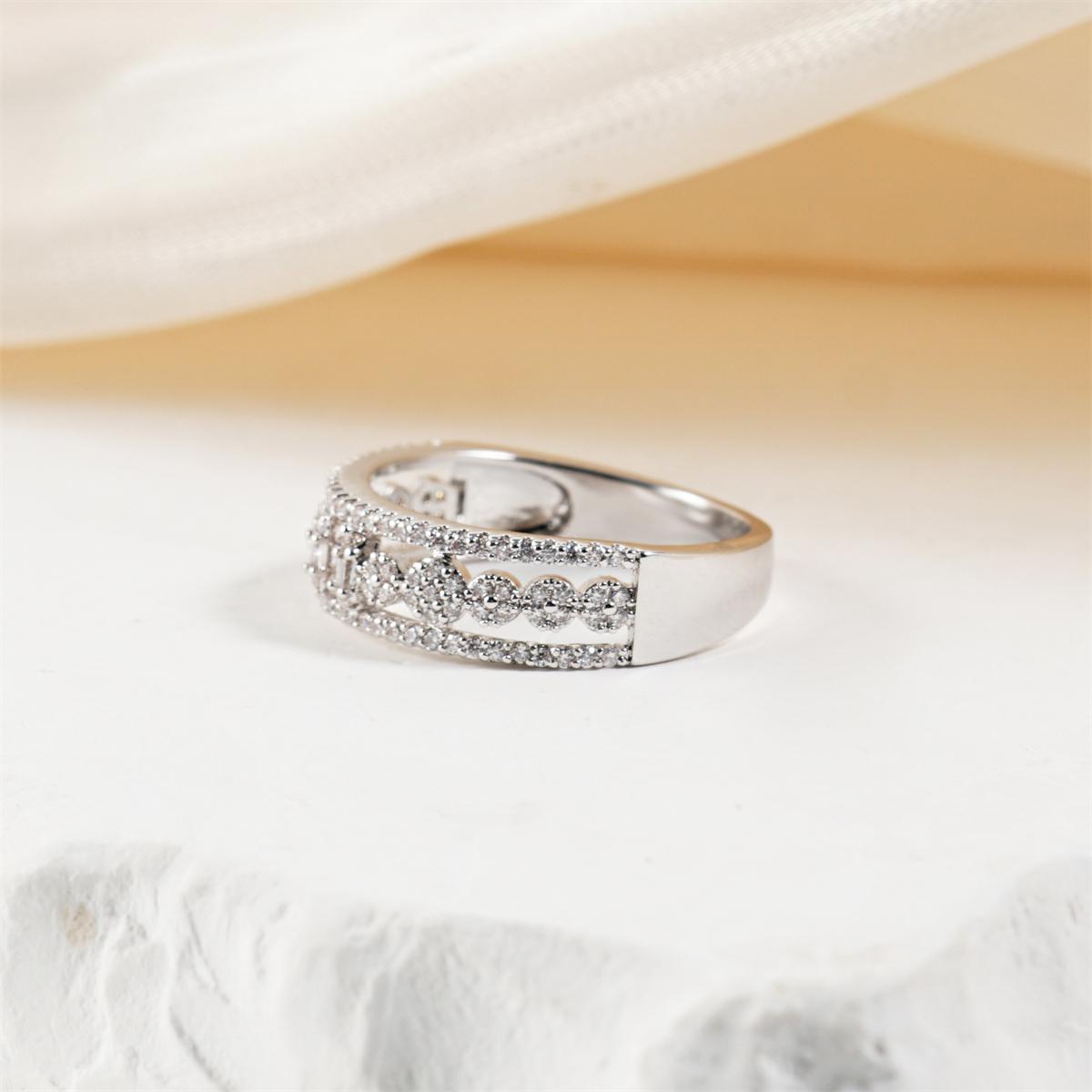 0.4ct Stellar Lattice Antique Lace Charm Ring VVS Synthetic Moissanite Ring Jewelry Copper Band
