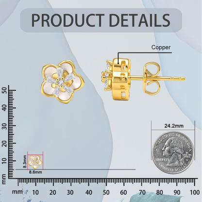 Delzzad The Bloom Sonata Set Flower Stud Earrings Blossom Necklace Flower Bracelet Zirconia Jewelry Set Copper