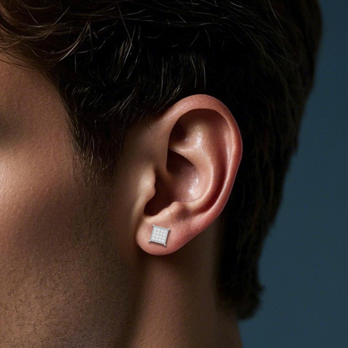 1.7ct Round Hip Hop Iced Out Cubic Earrings D Color Synthetic Moissanite S925 Stud Unisex Earrings