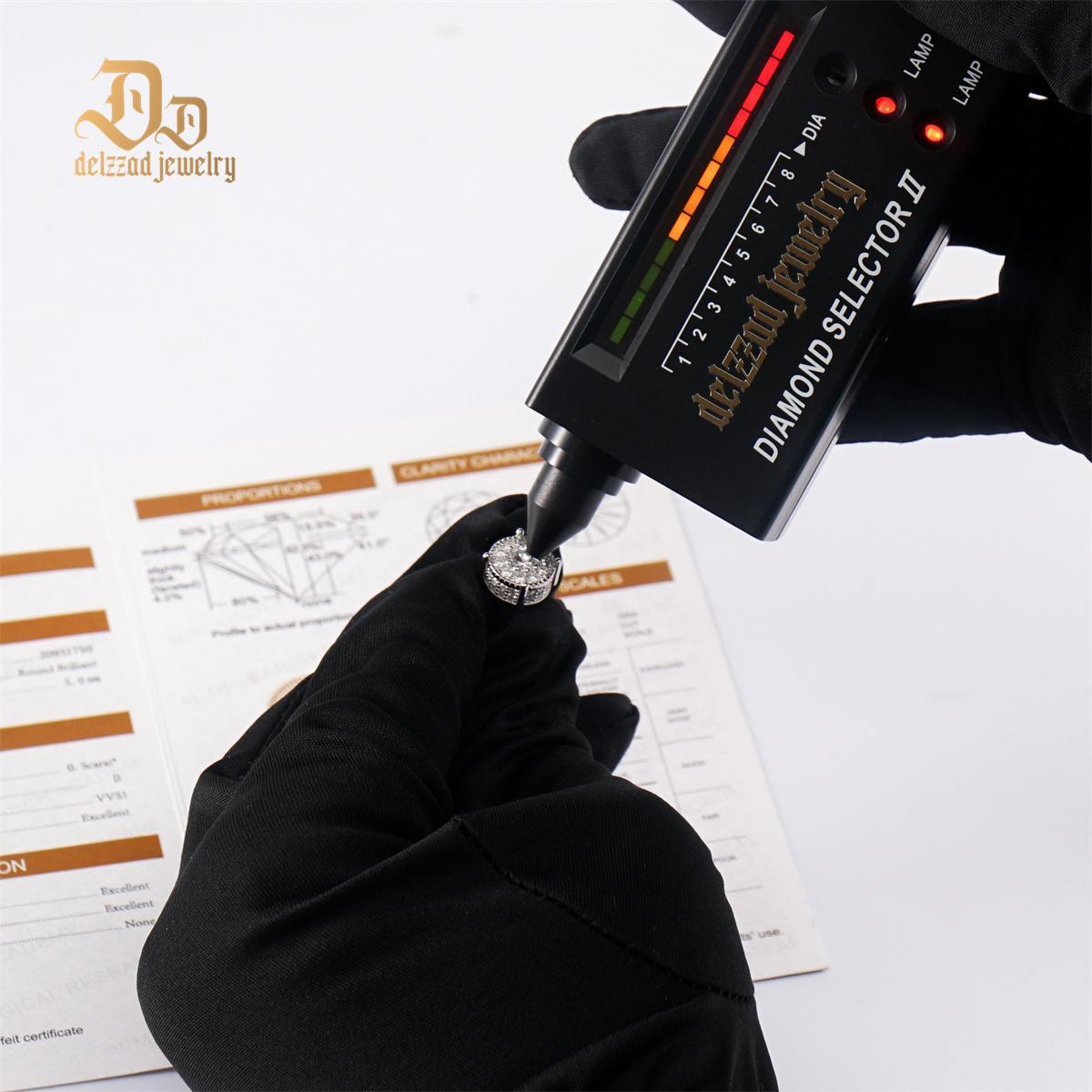 S925 VVS Synthetic Moissanite Royal Halo Iced Out Earrings Stud Unisex Earrings