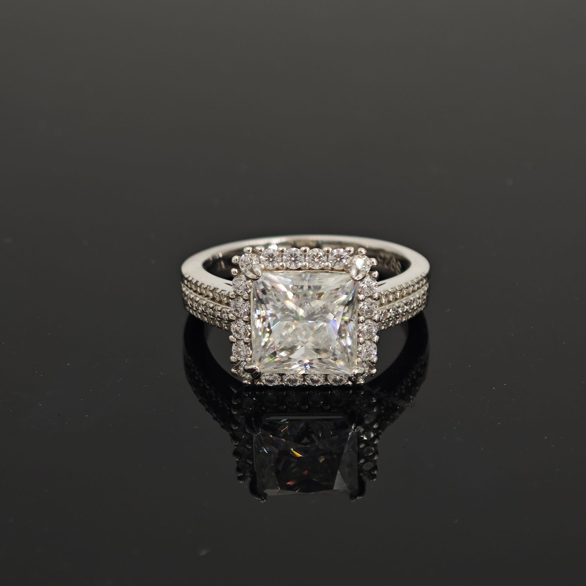 3ct S925 Princess Synthetic Moissanite Halo Ring