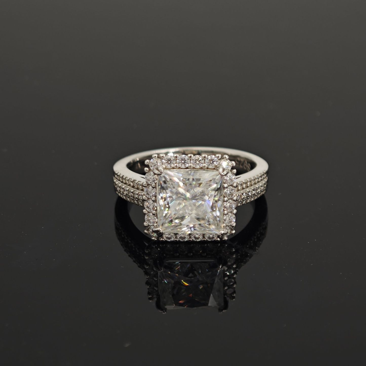 3ct S925 Princess Synthetic Moissanite Halo Ring