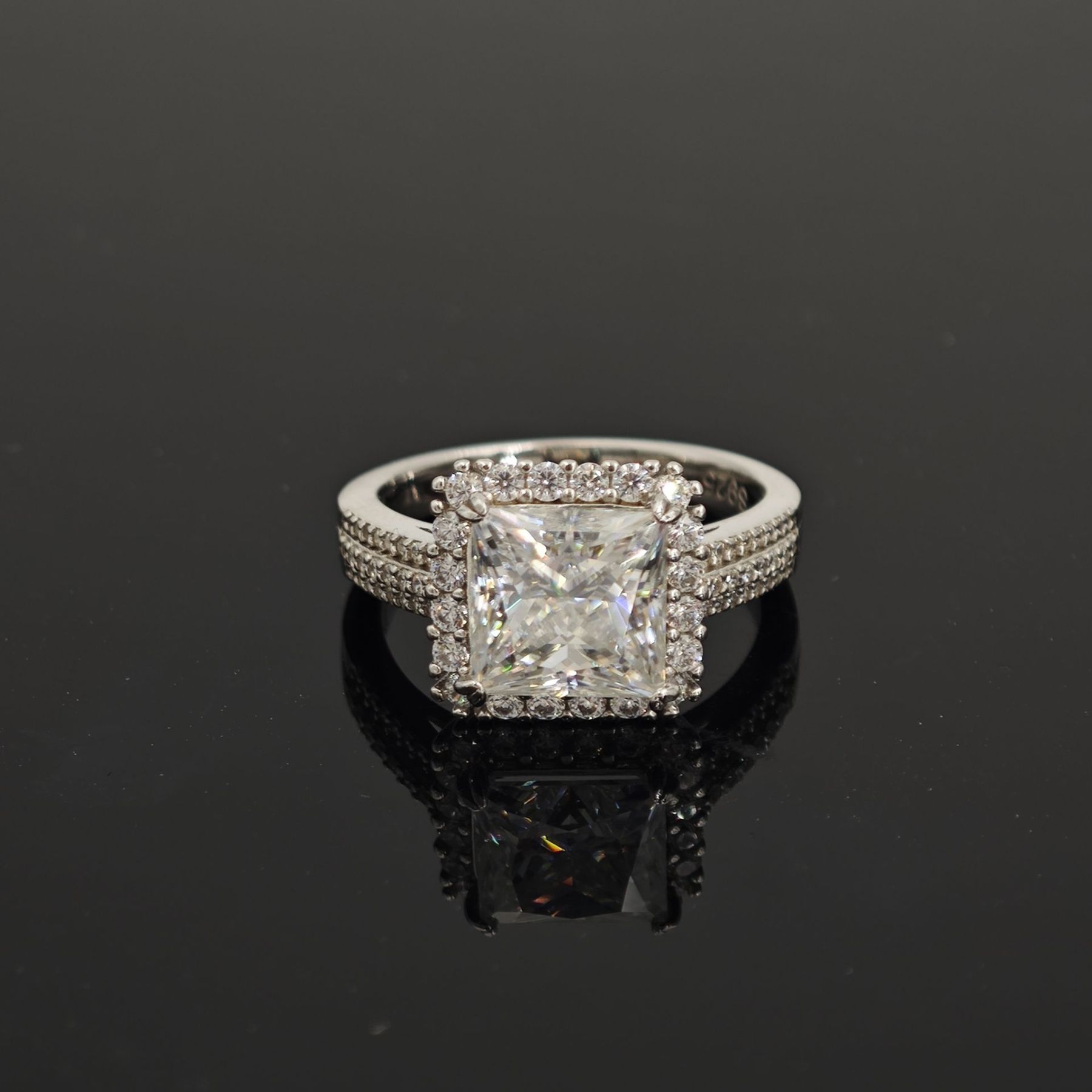 3ct S925 Princess Synthetic Moissanite Halo Ring