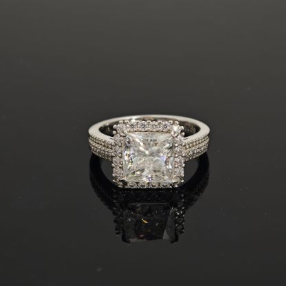 3ct S925 Princess Synthetic Moissanite Halo Ring