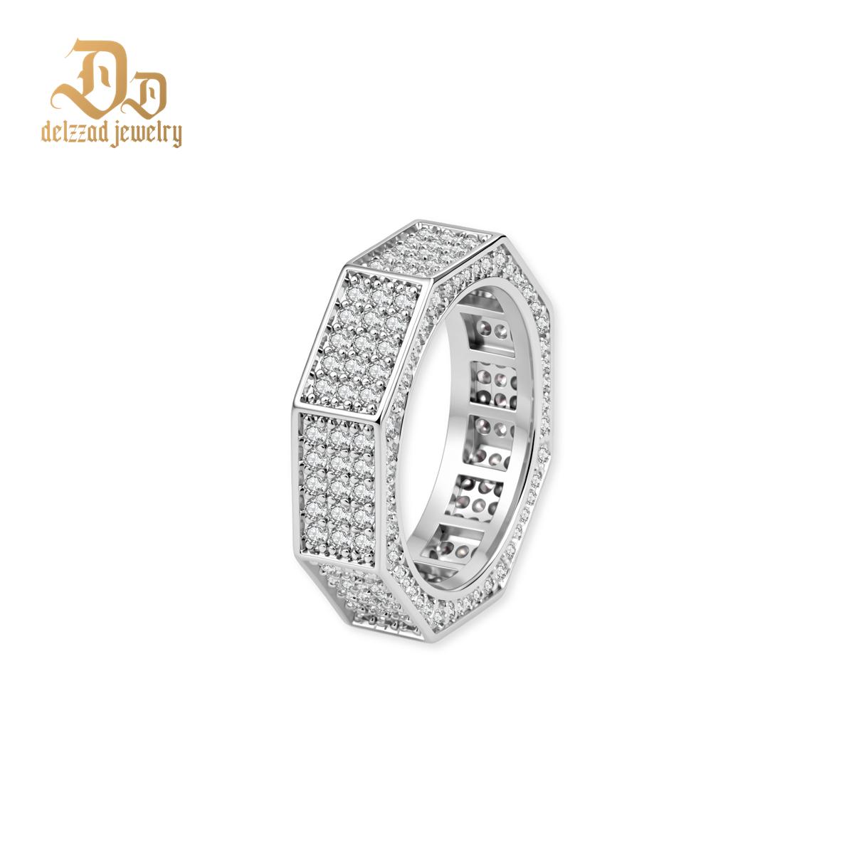 14K Gold-Plated Stardust Pavilion Ring Bolt Ring Band VVS Synthetic Moissanite Ring Exquisite Jewelry for Men Women