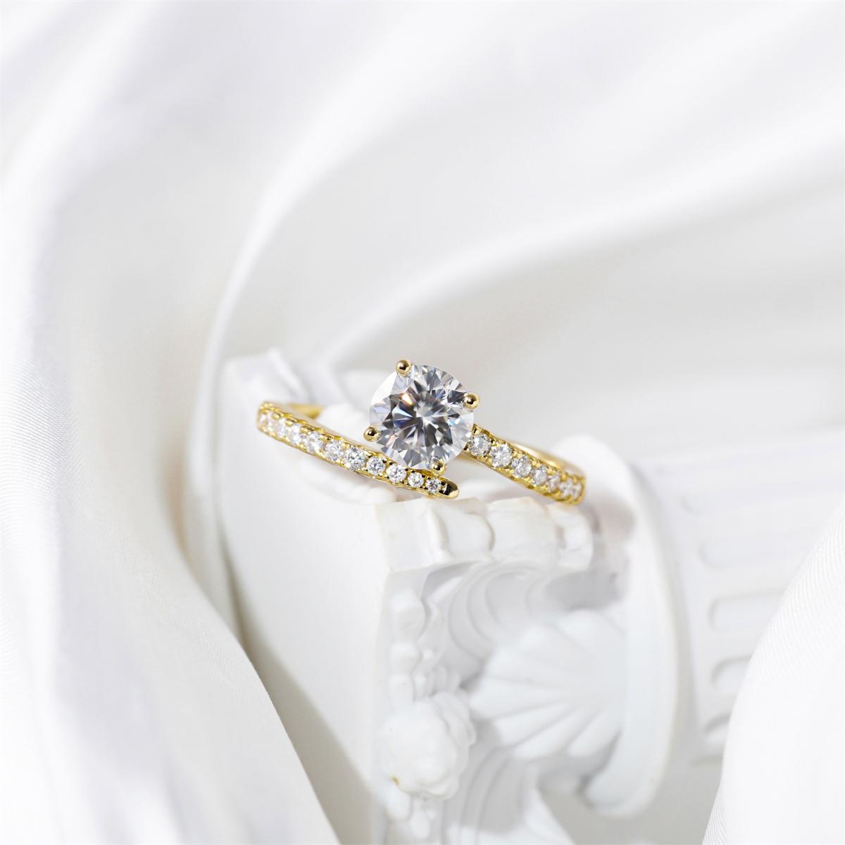 Delzzad 1.2ct Engagement Wrap Ring Synthetic Moissanite S925 Ring Band Jewelry Perfect Birthday Engagement Wedding Anniversary Gift for Women