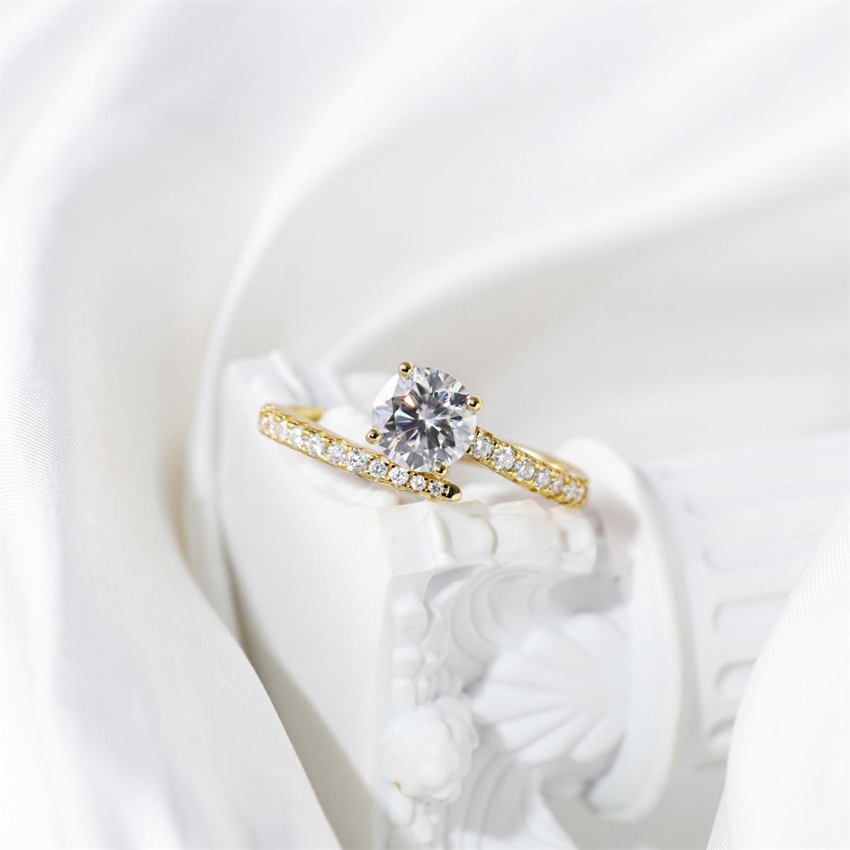 Delzzad 1.2ct Engagement Wrap Ring Synthetic Moissanite S925 Ring Band Jewelry Perfect Birthday Engagement Wedding Anniversary Gift for Women