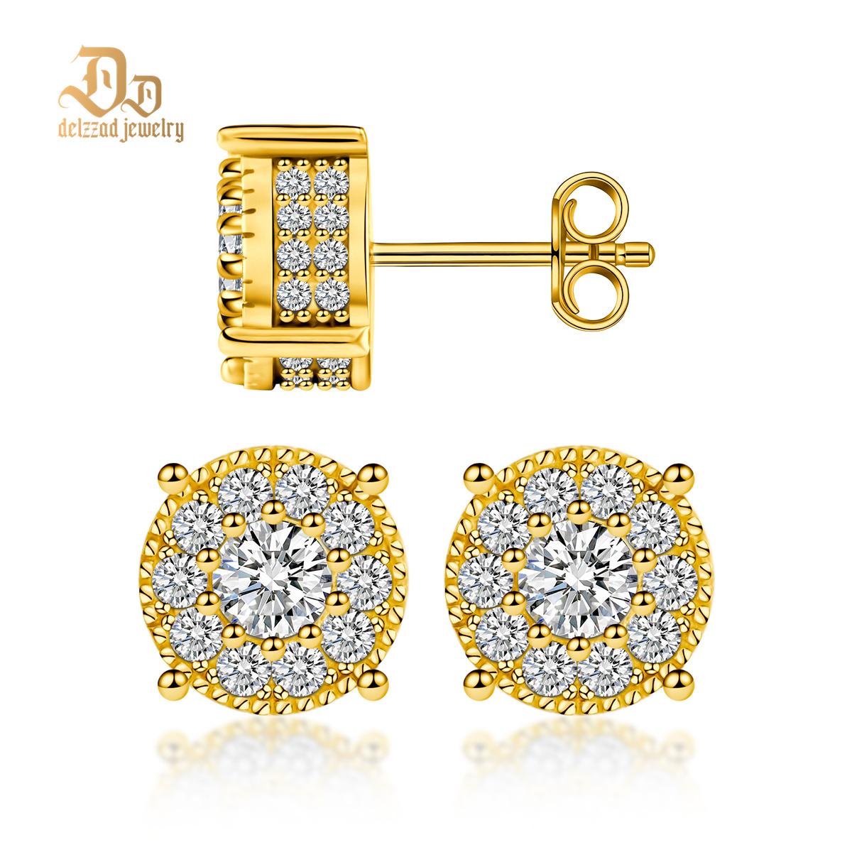 S925 VVS Synthetic Moissanite Royal Halo Iced Out Earrings Stud Unisex Earrings