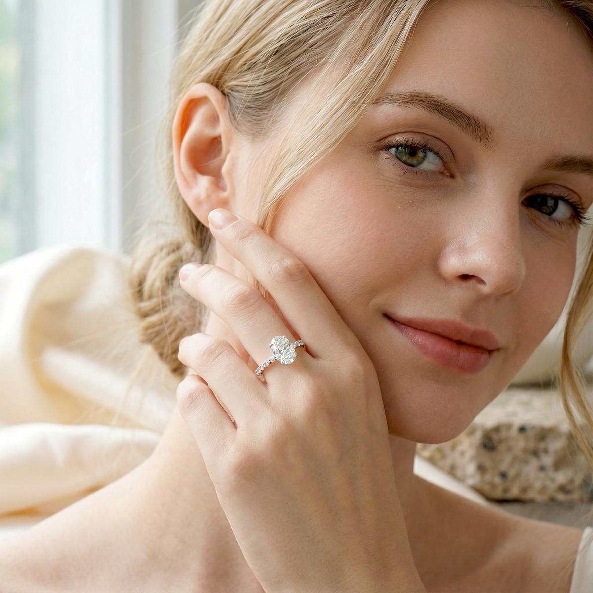 2.7ct Elegant Written in the Stars Engagement Wedding Ring Oval Cut Synthetic Moissanite Ring S925 Sterling Silver Band Ring