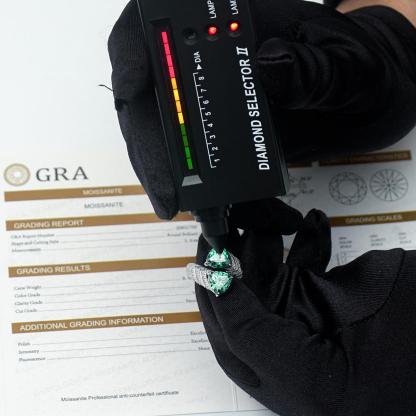 Delzzad 3ct Green Open Trillion Cut Ring Green VVS Synthetic Moissanite S925 Band Ring Jewelry Birthday Engagement Wedding Anniversary Gift