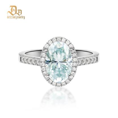 Delzzad 3ct Oval Synthetic Moissanite Promise Halo Wedding Ring In 925 Sterling Silver