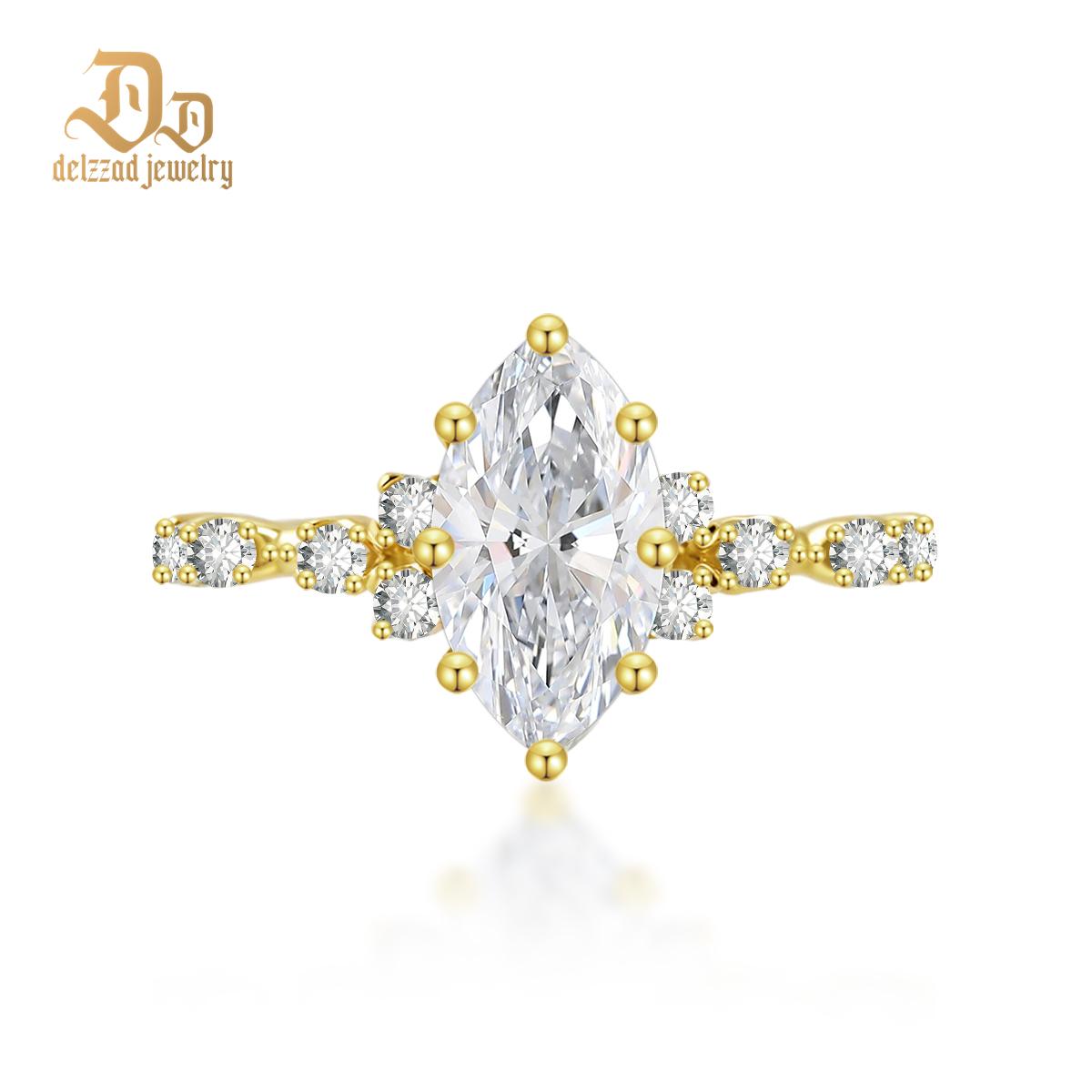 2.3ct Golden Aurora Spire Ring Band VVS Synthetic Moissanite Ring Jewelry S925 Band