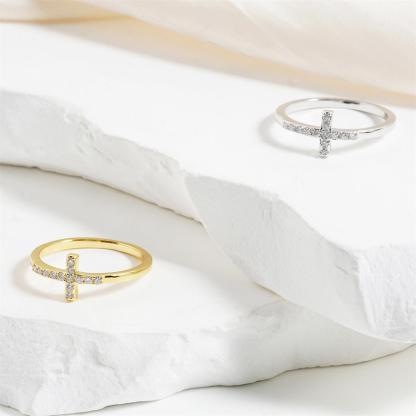 0.1ct Cross Ring Eternal Intersection Ring Band for Her Infinity Wedding Band Ring D Color VVS Synthetic Moissanite Ring Jewelry S925/Copper Band