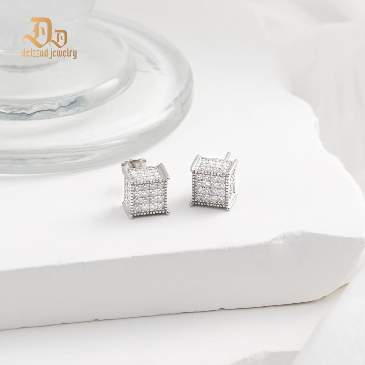 1.7ct Round Hip Hop Iced Out Cubic Earrings D Color Synthetic Moissanite S925 Stud Unisex Earrings