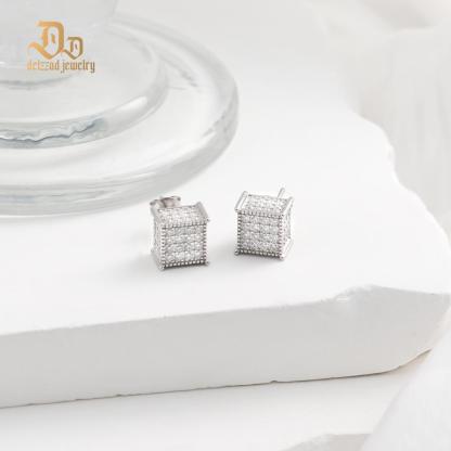 1.7ct Round Hip Hop Iced Out Cubic Earrings D Color Synthetic Moissanite S925 Stud Unisex Earrings