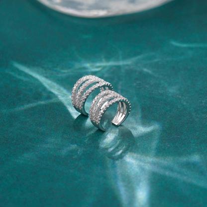 Three-Layered Ear Cuffs S925 VVS Synthetic Moissanite Unisex Earrings